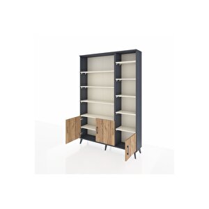 Arges Dolap 10 Raflı 3 Kapaklı 132x30x195 Antrasit-çam/aytaşı