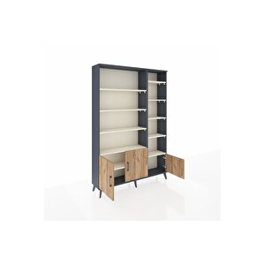 Arges Dolap 10 Raflı 3 Kapaklı 132x30x195 Antrasit-çam/aytaşı