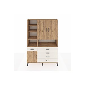 Hyperion Dolap 8 Raflı 5 Çekmeceli 3 Kapaklı 132x44x195 Çam-çam/aytaşı