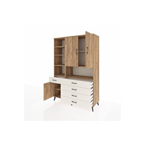 Hyperion Dolap 8 Raflı 5 Çekmeceli 3 Kapaklı 132x44x195 Çam-çam/aytaşı