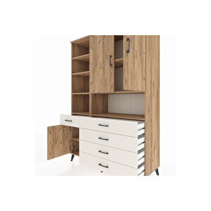 Hyperion Dolap 8 Raflı 5 Çekmeceli 3 Kapaklı 132x44x195 Çam-çam/aytaşı