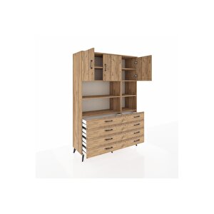 Hyperion Gardrop 8 Raflı 8 Çekmeceli 3 Kapaklı 132x44x195 Çam-çam