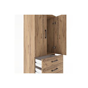 Hyperion Dolap Tek Raflı 5 Çekmeceli Tek Askılı 60x44x182 Çam-çam