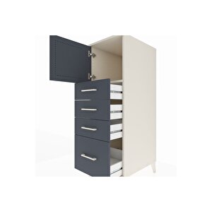 Kronos Dolap Tek Raflı 4 Çekmeceli Tek Kapaklı 44x59x134 Aytaşı-antrasit