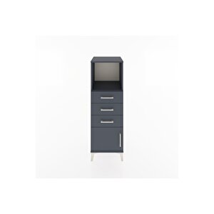 Hyperion Dolap Tek Raflı 3 Çekmeceli Tek Kapaklı 44x44x134 Antrasit-antrasit