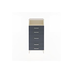 Arges Dolap Tek Raflı 5 Çekmeceli 60x30x134 Aytaşı-antrasit