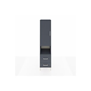Hyperion Dolap 4 Raflı 2 Çekmeceli Tek Kapaklı 44x44x195 Antrasit-antrasit