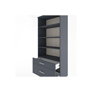 Hyperion Dolap 4 Raflı 2 Çekmeceli 88x44x195 Antrasit-antrasit