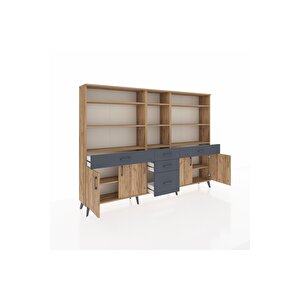 Arges Dolap 11 Raflı 5 Çekmeceli 4 Kapaklı 220x30x163 Çam-çam/antrasit