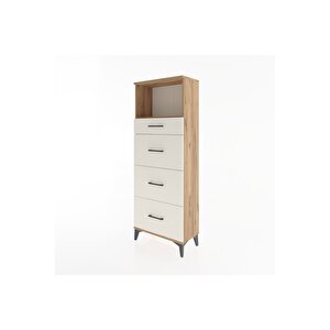 Arges Dolap Tek Raflı 4 Çekmeceli 60x30x163 Çam-aytaşı