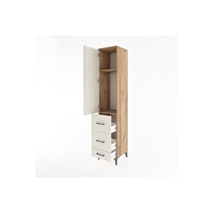 Hyperion Dolap 2 Raflı 3 Çekmeceli Tek Askılı 44x44x221 Çam-aytaşı