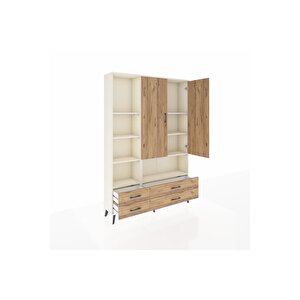 Arges Gardrop 8 Raflı 4 Çekmeceli 2 Kapaklı 132x30x195 Aytaşı-çam