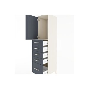 Hyperion Dolap Tek Raflı 5 Çekmeceli Tek Kapaklı 44x44x182 Aytaşı-antrasit
