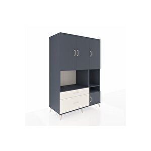 Kronos Dolap 7 Raflı 2 Çekmeceli 4 Kapaklı 132x59x195 Antrasit-antrasit/aytaşı