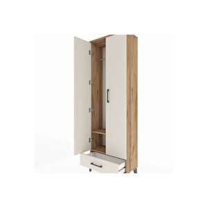 Arges Dolap 2 Raflı Tek Çekmeceli Tek Askılı 60x30x182 Çam-aytaşı