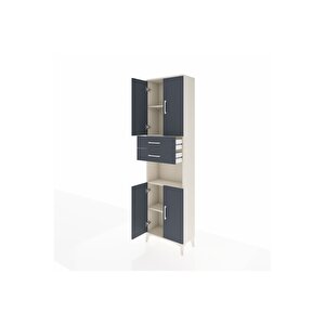 Arges Dolap 4 Raflı 2 Çekmeceli 4 Kapaklı 60x30x221 Aytaşı-antrasit