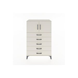 Hyperion Dolap Tek Raflı 5 Çekmeceli 2 Kapaklı 88x44x134 Aytaşı-aytaşı