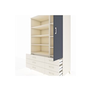 Kronos Dolap 8 Raflı 6 Çekmeceli Tek Kapaklı  132x59x195 Aytaşı-antrasit/aytaşı