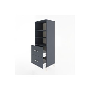 Hyperion Dolap 3 Raflı 2 Çekmeceli 60x44x163 Antrasit-antrasit
