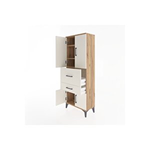 Arges Dolap 3 Raflı 2 Çekmeceli 4 Kapaklı 60x30x163 Çam-aytaşı