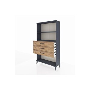 Arges Dolap 2 Raflı 3 Çekmeceli 88x30x163 Antrasit-çam