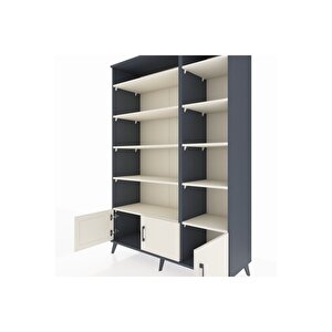 Hyperion Gardrop 10 Raflı 3 Kapaklı 132x44x195 Antrasit-aytaşı