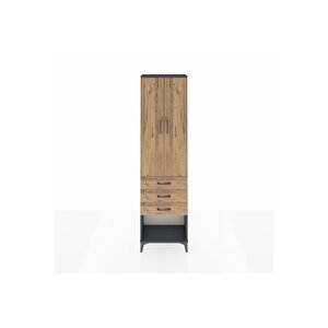 Arges Dolap 3 Raflı 3 Çekmeceli 2 Kapaklı 60x30x221 Antrasit-çam