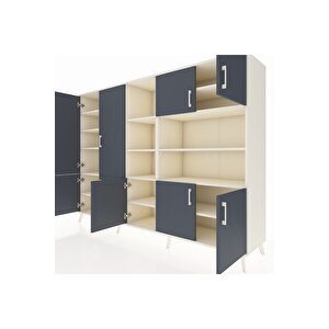 Hyperion Dolap 14 Raflı 9 Kapaklı 220x44x163 Aytaşı-antrasit/aytaşı