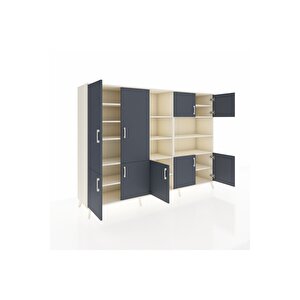 Hyperion Dolap 14 Raflı 9 Kapaklı 220x44x163 Aytaşı-antrasit/aytaşı