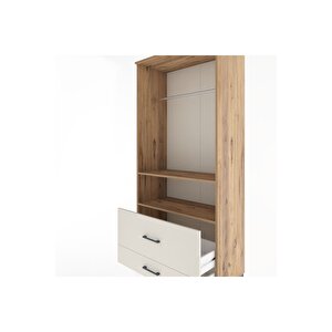 Hyperion Dolap 2 Raflı 2 Çekmeceli Tek Askılı 88x44x195 Çam-aytaşı