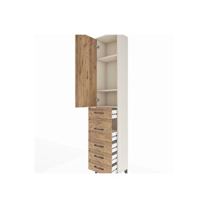 Arges Dolap 3 Raflı 5 Çekmeceli Tek Kapaklı 44x30x221 Aytaşı-çam