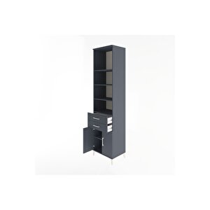Hyperion Dolap 5 Raflı 2 Çekmeceli 2 Kapaklı 60x44x243 Antrasit-antrasit