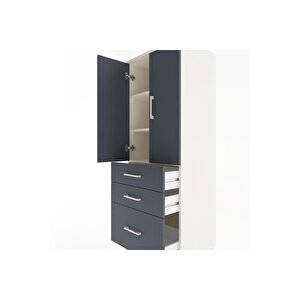 Hyperion Dolap 3 Raflı 3 Çekmeceli 2 Kapaklı 60x44x163 Aytaşı-antrasit