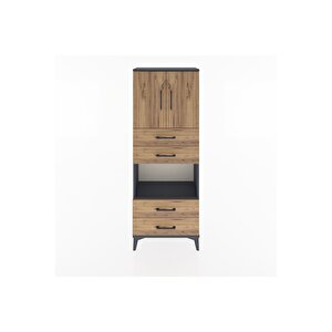 Arges Dolap 3 Raflı 4 Çekmeceli 2 Kapaklı 60x30x163 Antrasit-çam