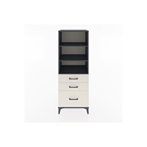 Hyperion Dolap 3 Raflı 3 Çekmeceli 60x44x163 Antrasit-aytaşı