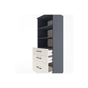 Hyperion Dolap 3 Raflı 3 Çekmeceli 60x44x163 Antrasit-aytaşı