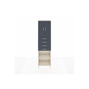 Arges Dolap 3 Raflı 4 Çekmeceli 2 Kapaklı 60x30x221 Aytaşı-antrasit