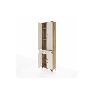 Arges Dolap 4 Raflı Tek Çekmeceli 4 Kapaklı 60x30x221 Çam-aytaşı
