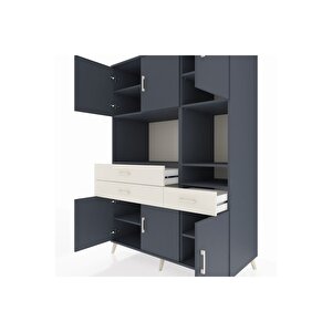 Kronos Dolap 9 Raflı 3 Çekmeceli 6 Kapaklı 132x59x195 Antrasit-antrasit/aytaşı