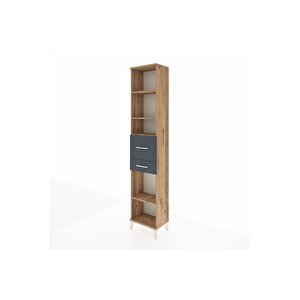 Arges Dolap 4 Raflı 2 Çekmeceli 44x30x221 Çam-antrasit