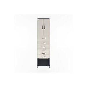 Hyperion Dolap 2 Raflı 6 Çekmeceli 2 Kapaklı 60x44x243 Antrasit-aytaşı