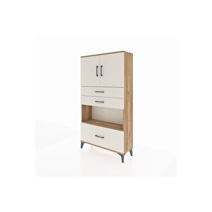 Arges Dolap 3 Raflı 3 Çekmeceli 2 Kapaklı 88x30x163 Çam-aytaşı