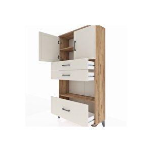 Arges Dolap 3 Raflı 3 Çekmeceli 2 Kapaklı 88x30x163 Çam-aytaşı
