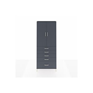 Arges Dolap 3 Raflı 5 Çekmeceli 2 Kapaklı 88x30x221 Antrasit-antrasit