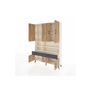 Arges Dolap 8 Raflı 2 Çekmeceli 6 Kapaklı 132x30x195 Aytaşı-çam/antrasit