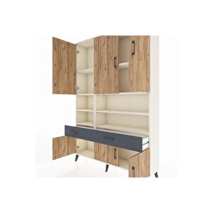 Arges Dolap 8 Raflı 2 Çekmeceli 6 Kapaklı 132x30x195 Aytaşı-çam/antrasit