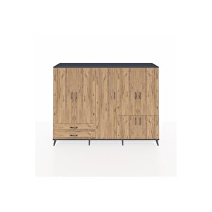 Hyperion Dolap 12 Raflı 2 Çekmeceli 7 Kapaklı 220x44x163 Antrasit-çam