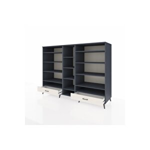 Kronos Dolap 14 Raflı 2 Çekmeceli  220x59x163 Antrasit-antrasit/aytaşı