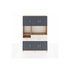 Arges Dolap 9 Raflı 3 Çekmeceli 6 Kapaklı 132x30x195 Çam-antrasit/aytaşı