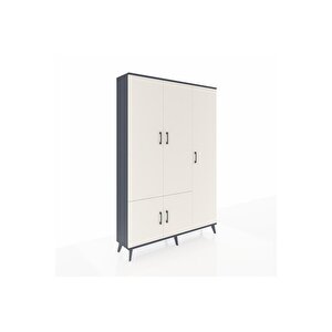 Arges Dolap 7 Raflı 5 Kapaklı Tek Askılı 132x30x195 Antrasit-aytaşı/antrasit